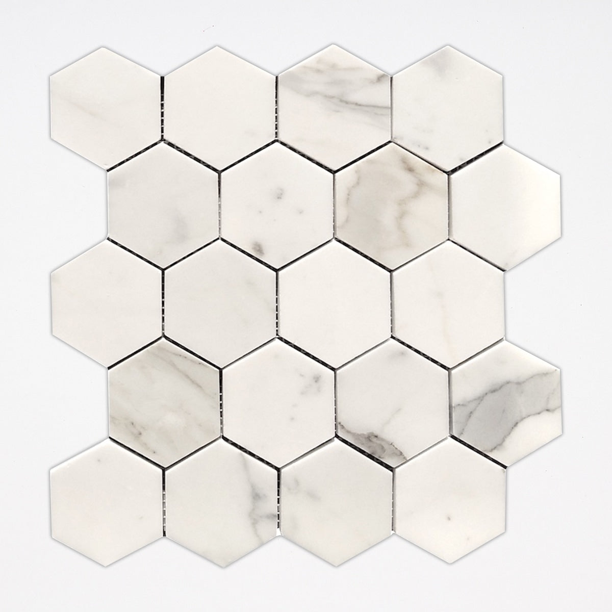 Calacatta Gold Polished 3 Inch Hexagon Marble Mosaic
