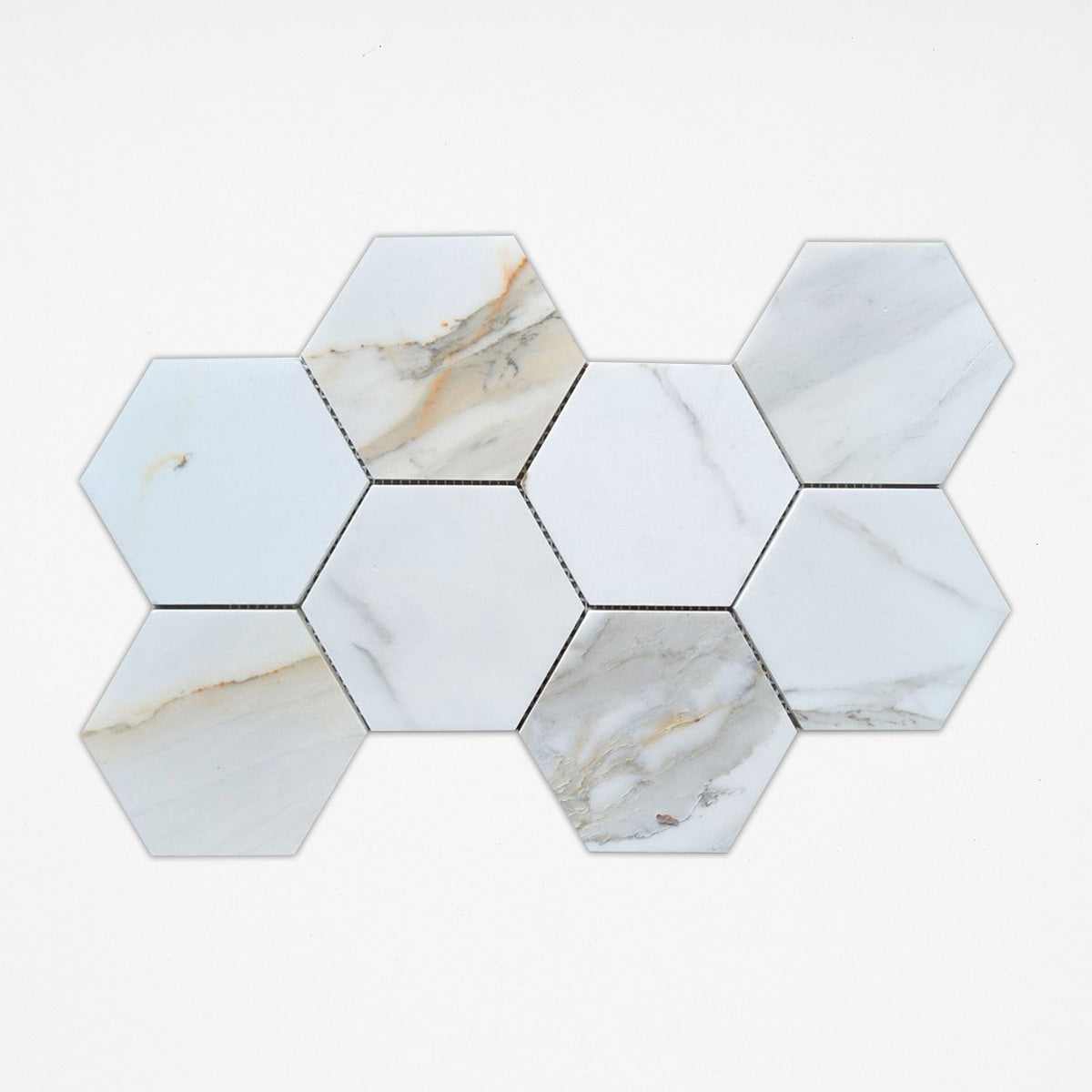 Calacatta Gold Polished 5 Inch Hexagon Marble Mosaic