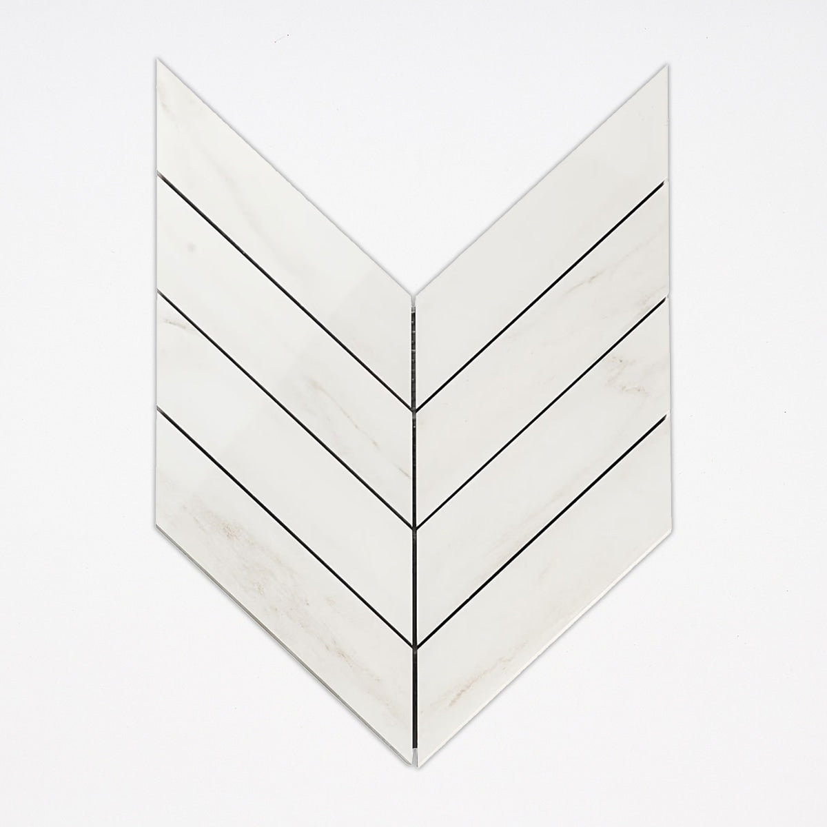 Bianco Dolomiti Polished 2x8 Chevron Marble Mosaic