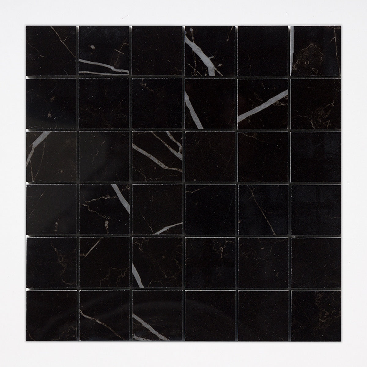 Nero Marquina Polished 2x2 Marble Mosaic