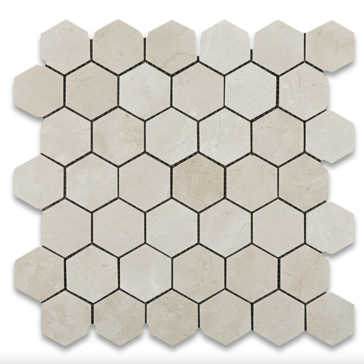 Crema Marfil Polished 2 Inch Hexagon Marble Mosaic