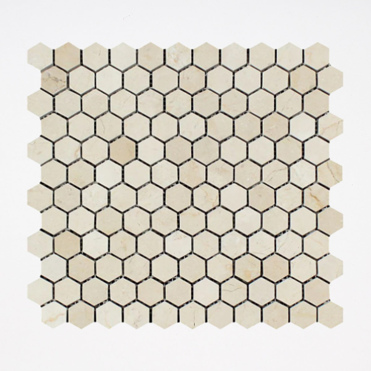 Crema Marfil Honed 1 Inch Hexagon Marble Mosaic