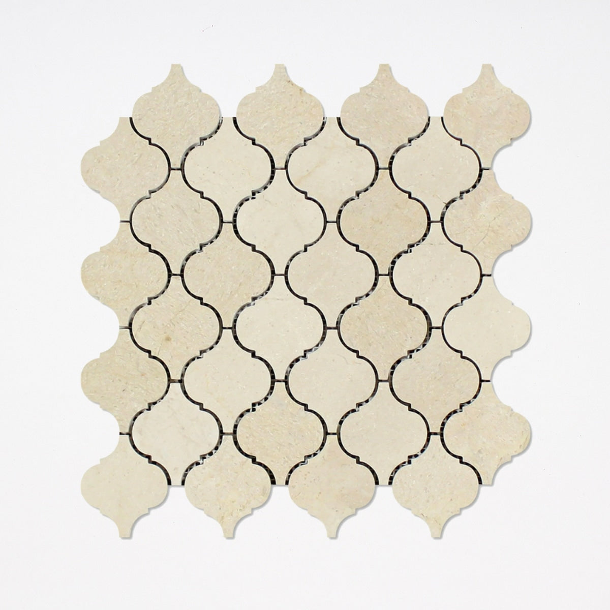 Crema Marfil Honed Lantern Arabesque Marble Mosaic