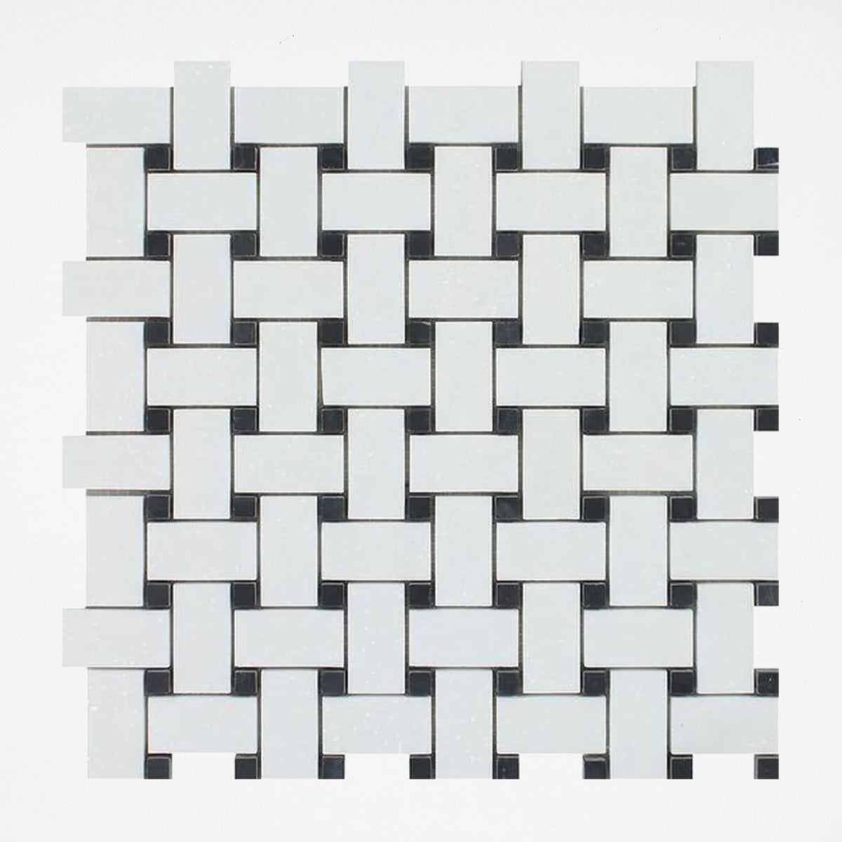 Thassos Polished 1x2 Basket Weave Marble Mosaic