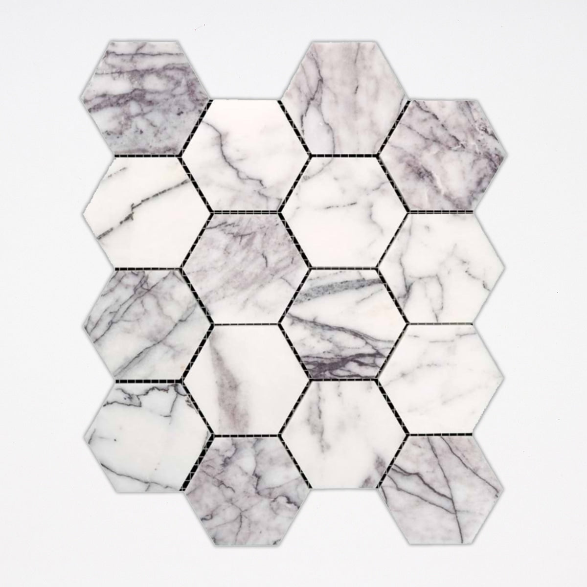 Lilac Honed 3 Inch Hexagon Marble Mosaic