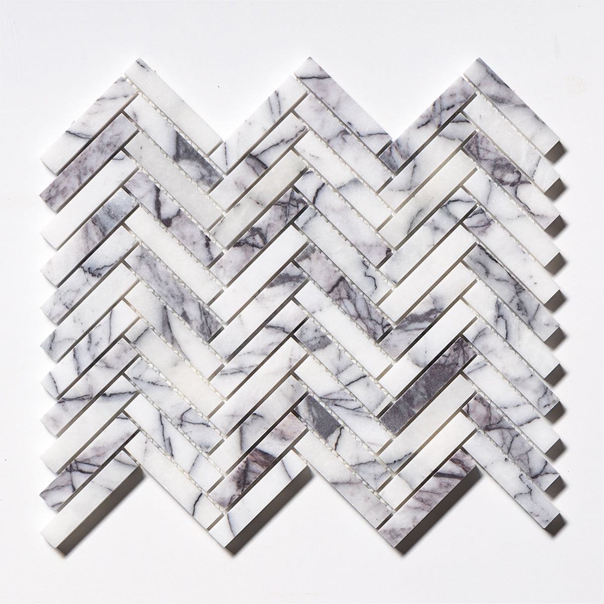 Lilac Honed 5/8x3 Herringbone Marble Mosaic