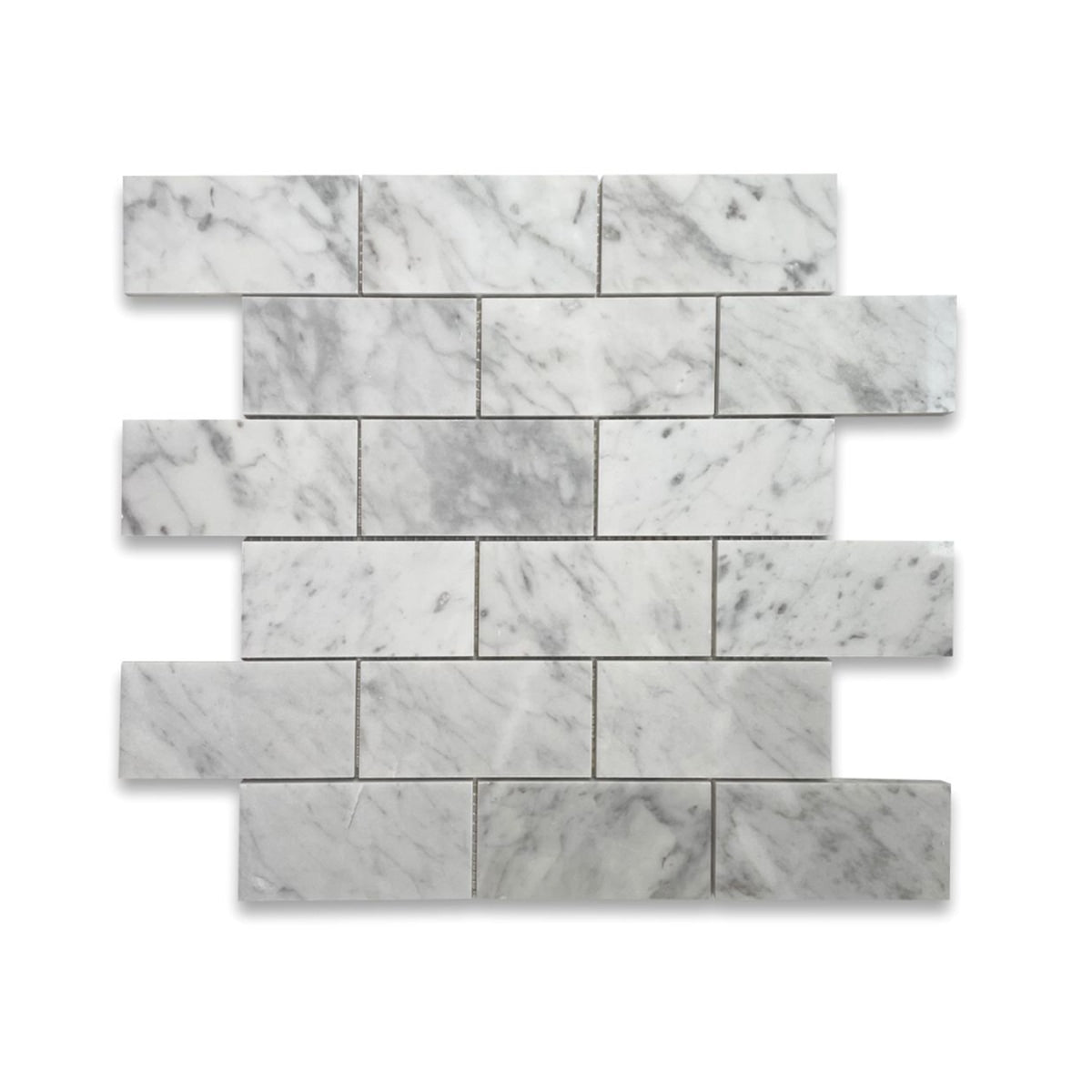 White Carrara Honed 2x4 Brick Marble Mosaic