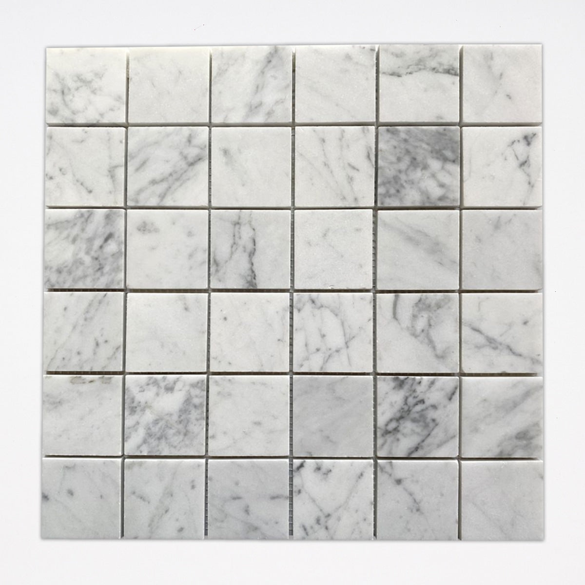 White Carrara Honed 2x2 Square Marble Mosaic