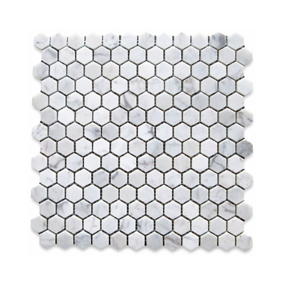 White Carrara Honed 1 Inch Hexagon Marble Mosaic