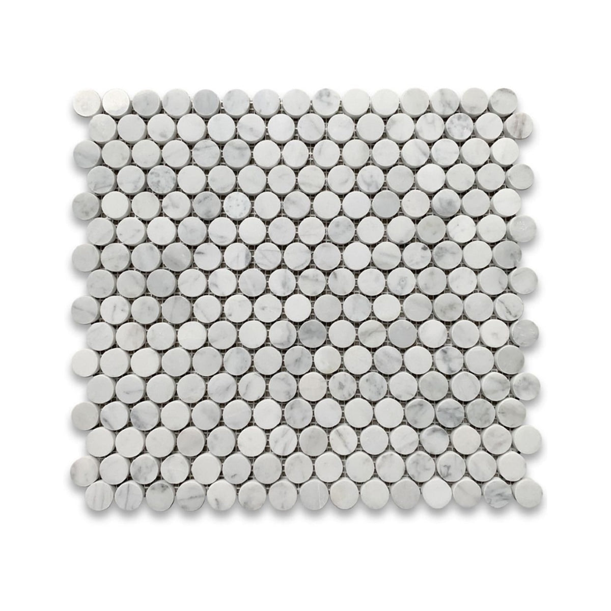 White Carrara Honed Penny Round Marble Mosaic