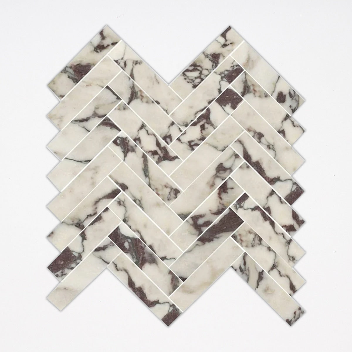 Calacatta Viola Honed 1x4 Herringbone Marble Mosaic