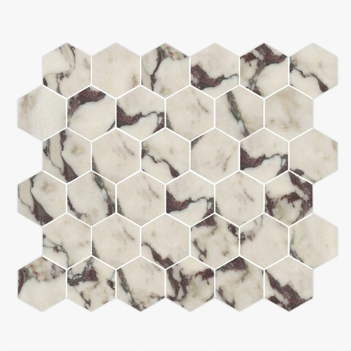Calacatta Viola Polished 3 Inch Hexagon Marble Mosaic