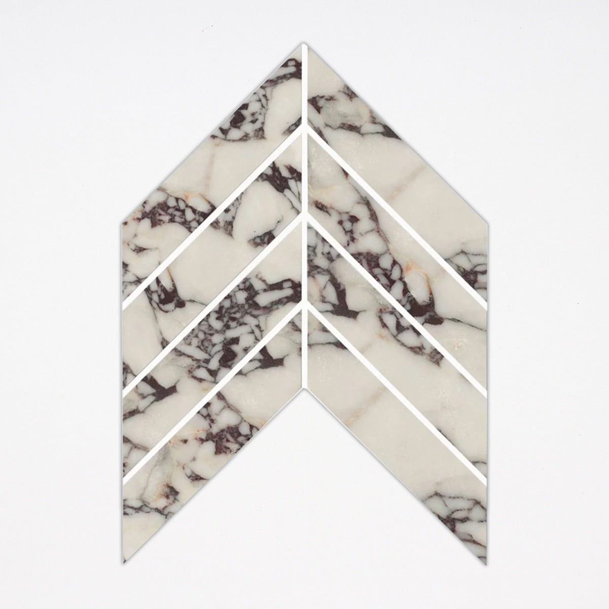 Calacatta Viola Honed Chevron Marble Mosaic