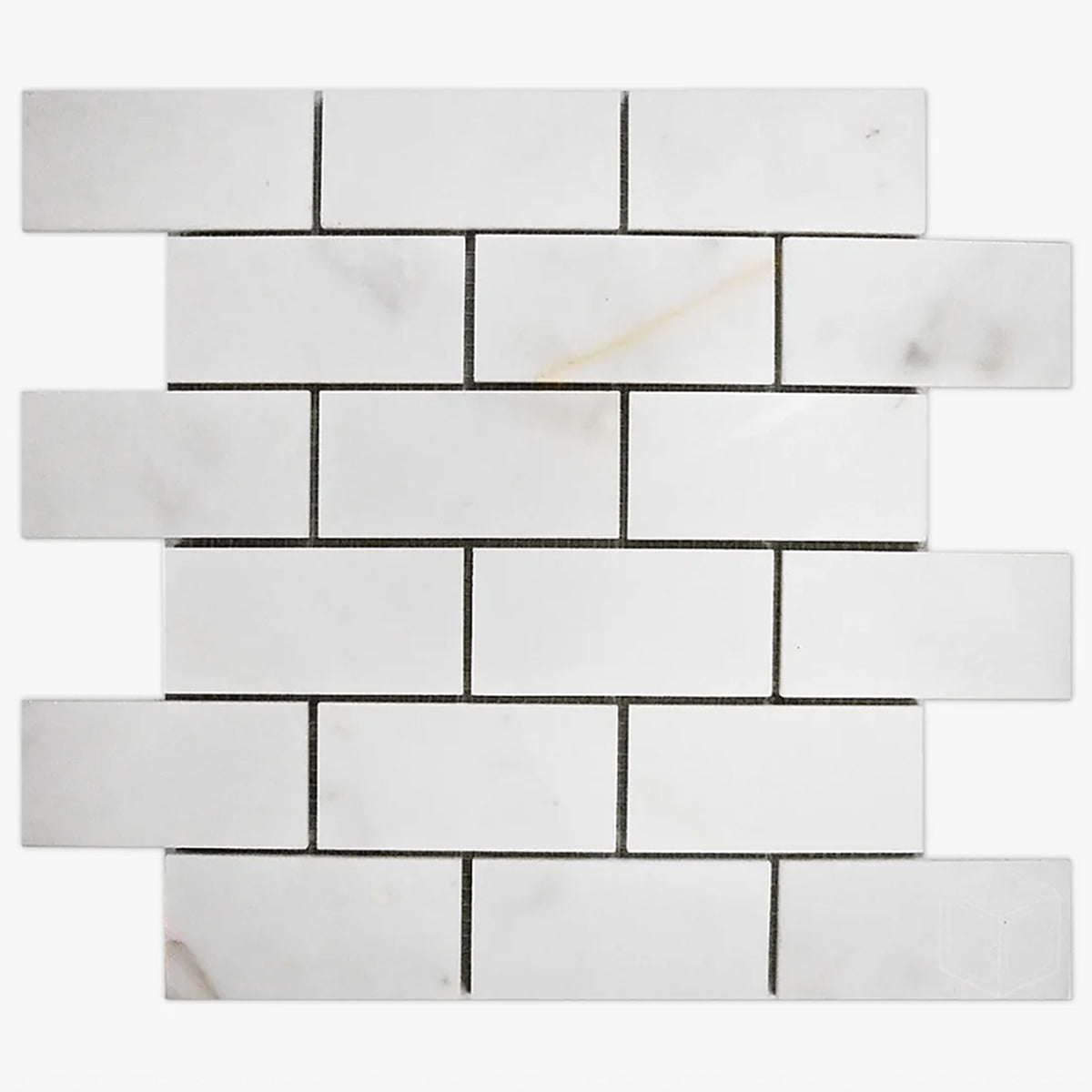 Calacatta Gold Honed 2x4 Brick Marble Mosaic