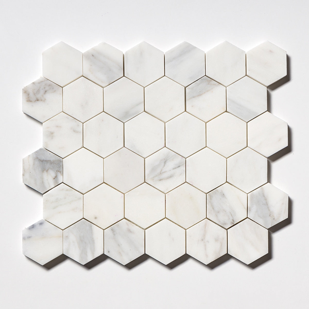 Calacatta Gold Honed 2 Inch Hexagon Marble Mosaic