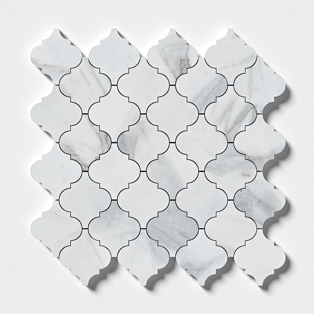 Calacatta Gold Honed Lantern Arabesque Marble Mosaic